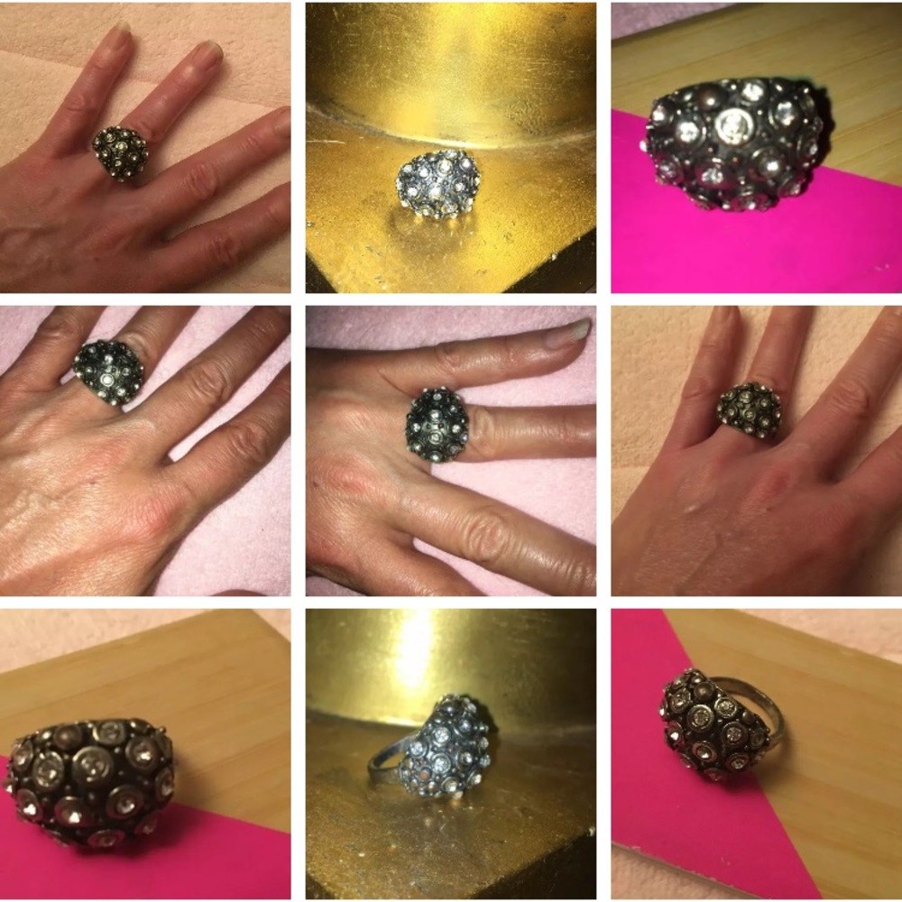 Unique Pave Punk Statement Ring Bubble Size 7.5 - image 6